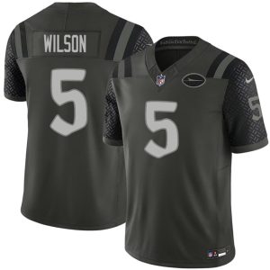 New York Jets #5 Garrett Wilson Black 2025 F.U.S.E. ¡°Rivalries¡± Vapor Limited Football Stitched Jersey