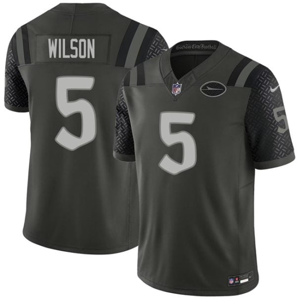 New York Jets #5 Garrett Wilson Black 2025 F.U.S.E. ¡°Rivalries¡± Vapor Limited Football Stitched Jersey