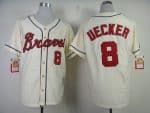 Mitchell And Ness Braves #8 Bob Uecker Stitched Cream Throwback Jersey