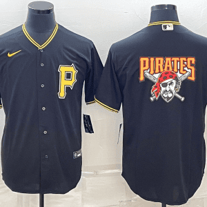Pittsburgh Pirates Black Team Big Logo Cool Base Stitched Jersey
