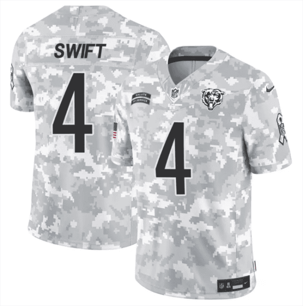 Chicago Bears #4 D'Andre Swift 2024 F.U.S.E Arctic Camo Salute To Service Limited Stitched Jersey