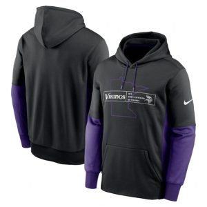 Minnesota Vikings Black Color Block Fleece Performance Pullover Hoodie
