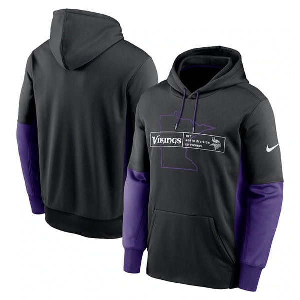Minnesota Vikings Black Color Block Fleece Performance Pullover Hoodie