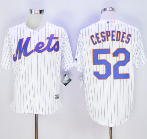 Mets #52 Yoenis Cespedes White(Blue Strip) New Cool Base Stitched Jersey