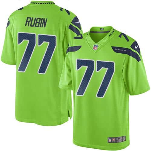 Seahawks #77 Ahtyba Rubin Green Stitched Limited Rush Nike Jersey