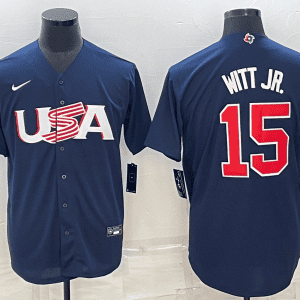 USA #15 Bobby Witt Jr. 2023 Navy World Classic Stitched Jersey