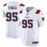 New England Patriots #95 Khyiris Tonga White 2025 Vapor Limited Stitched Jersey