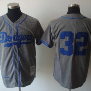 Mitchell And Ness Dodgers #32 Sandy Koufax Grey Stitched Throwback Jersey