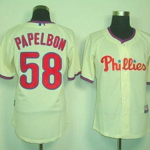 Phillies #58 Jonathan Papelbon Cream Cool Base Stitched Jersey