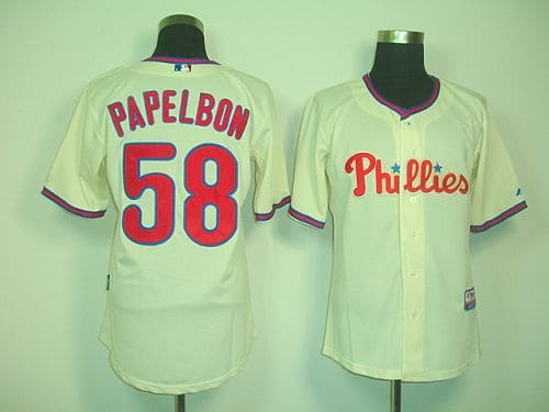 Phillies #58 Jonathan Papelbon Cream Cool Base Stitched Jersey