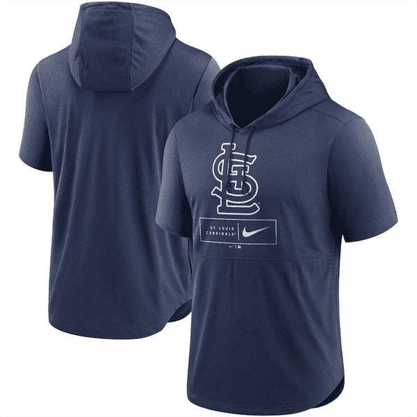 St. Louis Cardinals Navy Short Sleeve Pullover Hoodie