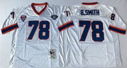 Mitchell And Ness Bills #78 Bruce Smith White Throwback Stitched Jersey