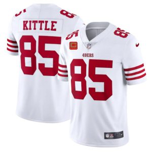 San Francisco 49ers 2022 #85 George Kittle White New Scarlet With 4-Star C Patch Vapor Untouchable Limited Stitched Football Jersey