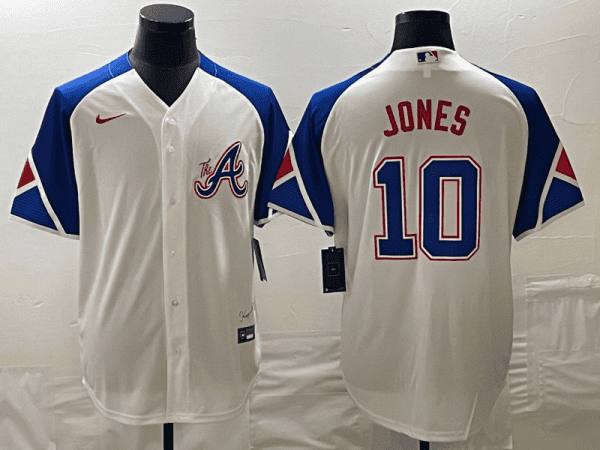 Atlanta Braves #10 Chipper Jones White 2023 City Connect Cool Base Stitched Jersey