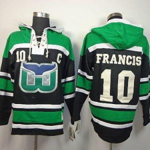 Whalers #10 Ron Francis Green Black Sawyer Hooded Sweatshirt Stitched Jersey