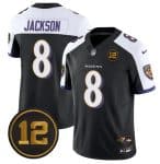 Baltimore Ravens #8 Lamar Jackson Black Alternate 2025 F.U.S.E Jacoby Jones Patch Vapor Limited Jersey