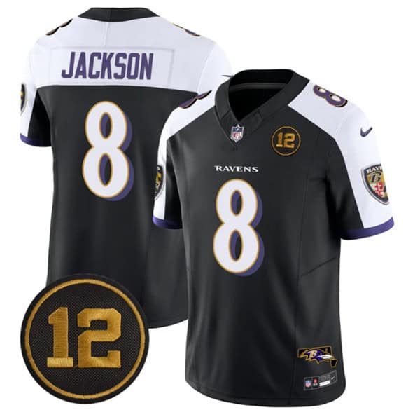 Baltimore Ravens #8 Lamar Jackson Black Alternate 2025 F.U.S.E Jacoby Jones Patch Vapor Limited Jersey
