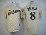Brewers #8 Ryan Braun Cream YOUniform Cool Base Stitched Jersey
