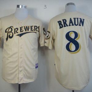Brewers #8 Ryan Braun Cream YOUniform Cool Base Stitched Jersey