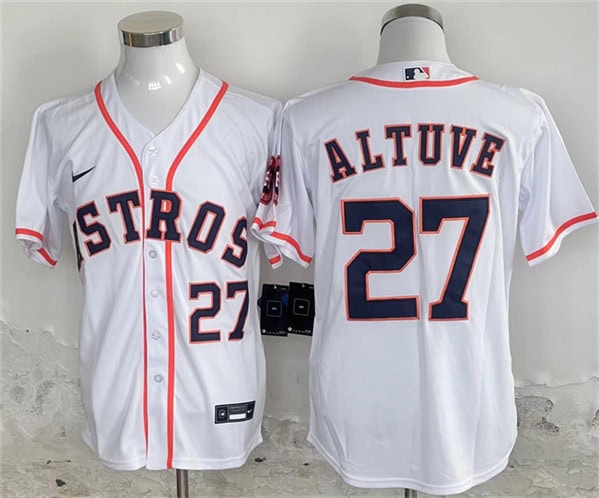 Houston Astros #27 Jose Altuve White 2024 Home Stitched Jersey