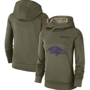 Baltimore Ravens Olive Salute To Service Team Logo Performance Pullover NFL Hoodie