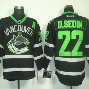 Canucks #22 Daniel Sedin Black Ice Stitched Jersey