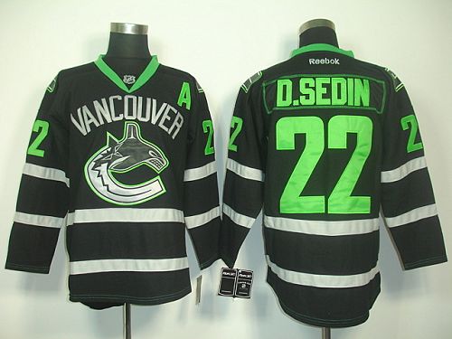 Canucks #22 Daniel Sedin Black Ice Stitched Jersey