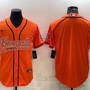 Cincinnati Bengals Blank Orange With Patch Cool Base Stitched Baseball Jersey