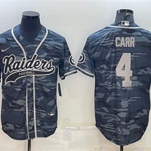 Las Vegas Raiders #4 Derek Carr Gray Camo With Patch Cool Base Stitched Baseball Jersey