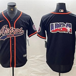 Houston Astros Black Team Big Logo With Patch Cool Base Stitched Jersey