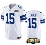 Dallas Cowboys #15 Trey Lance White 2023 F.U.S.E. NFC East Champions Patch Stitched Jersey