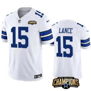 Dallas Cowboys #15 Trey Lance White 2023 F.U.S.E. NFC East Champions Patch Stitched Jersey