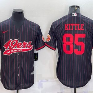 San Francisco 49ers #85 George Kittle Black With Patch Cool Base Stitched Baseball Jersey