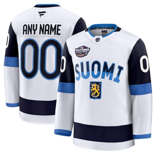 Finland Custom White 2025 4 Nations Face-Off Premium Stitched Jersey