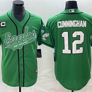 Philadelphia Eagles #12 Randall Cunningham Green With C Patch Cool Base Stitched Jersey