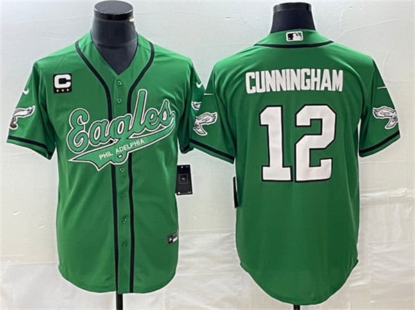 Philadelphia Eagles #12 Randall Cunningham Green With C Patch Cool Base Stitched Jersey
