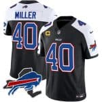 Buffalo Bills #40 Von Miller Black White 2023 F.U.S.E. New York Patch And 4-Star C Patch Vapor Untouchable Limited Stitched Jersey