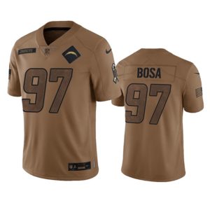 Los Angeles Chargers #97 Joey Bosa 2023 Brown Salute To Service Limited Stitched Jersey