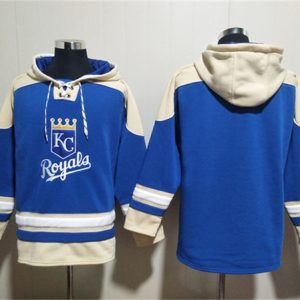 Kansas City Royals Blank Blue Ageless Must-Have Lace-Up Pullover Hoodie