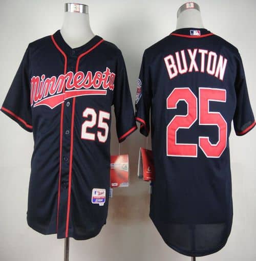 Twins #25 Byron Buxton Navy Blue Alternate Road Cool Base Stitched Jersey