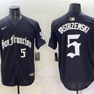 San Francisco Giants #5 Mike Yastrzemski Black 'Gothic Fog Edition' Vapor Premier Limited Stitched Jersey