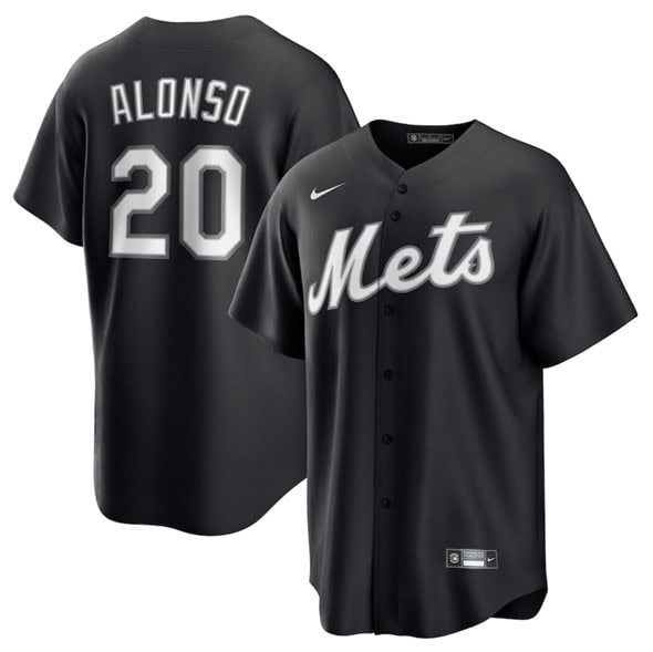 New York Mets #20 Pete Alonso Black Lights Out Limited Stitched Jersey