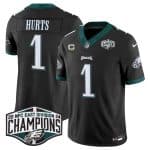 Philadelphia Eagles #1 Jalen Hurts Black 2024 NFC East Champions With 3-Star C Patch F.U.S.E. Vapor Untouchable Limited Stitched Jersey
