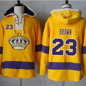 Kings #23 Dustin Brown Gold Sawyer Hooded Sweatshirt Stitched Jersey