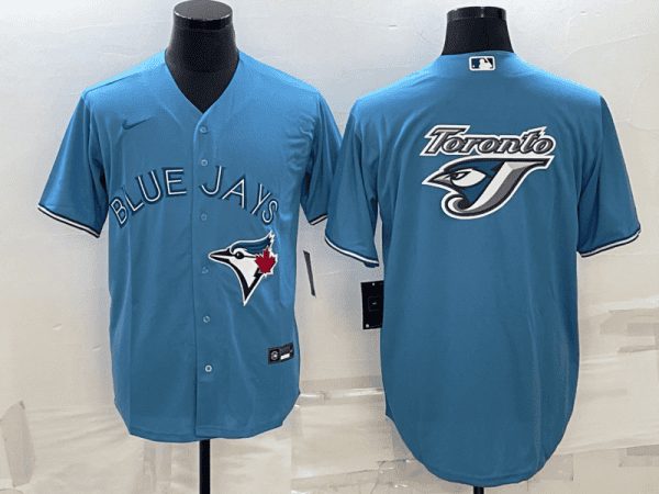 Toronto Blue Jays Light Blue Team Big Logo Cool Base Stitched Jersey
