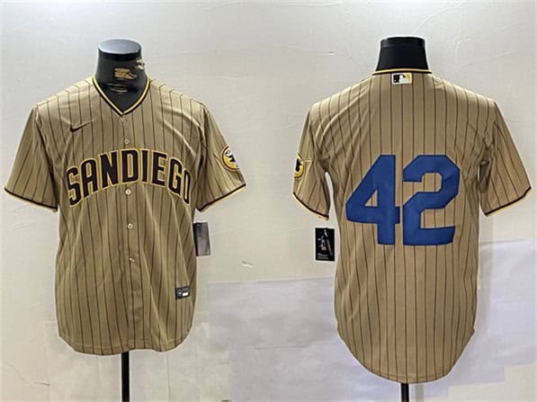 San Diego Padres #42 Jackie Robinson Tan Cool Base Stitched Jersey