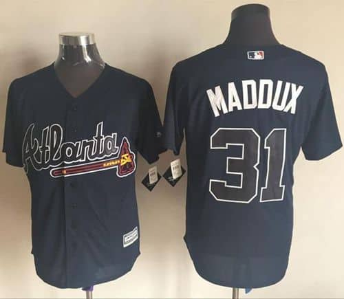 Braves #31 Greg Maddux Blue New Cool Base Stitched Jersey