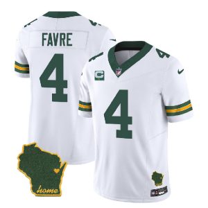 Green Bay Packers #4 Brett Favre White 2023 F.U.S.E. Home Patch And 1-Star C Patch Vapor Untouchable Limited Stitched Jersey