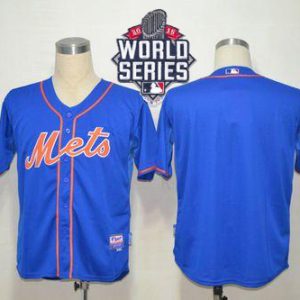 Mets Blank Blue Alternate Home Cool Base W 2015 World Series Patch Stitched Jersey