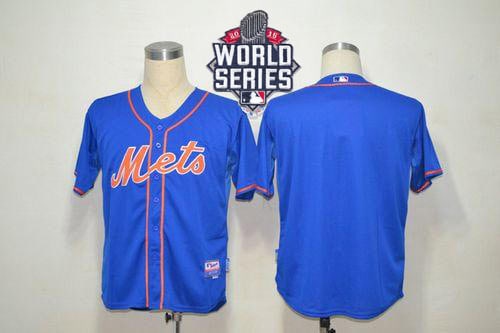 Mets Blank Blue Alternate Home Cool Base W 2015 World Series Patch Stitched Jersey
